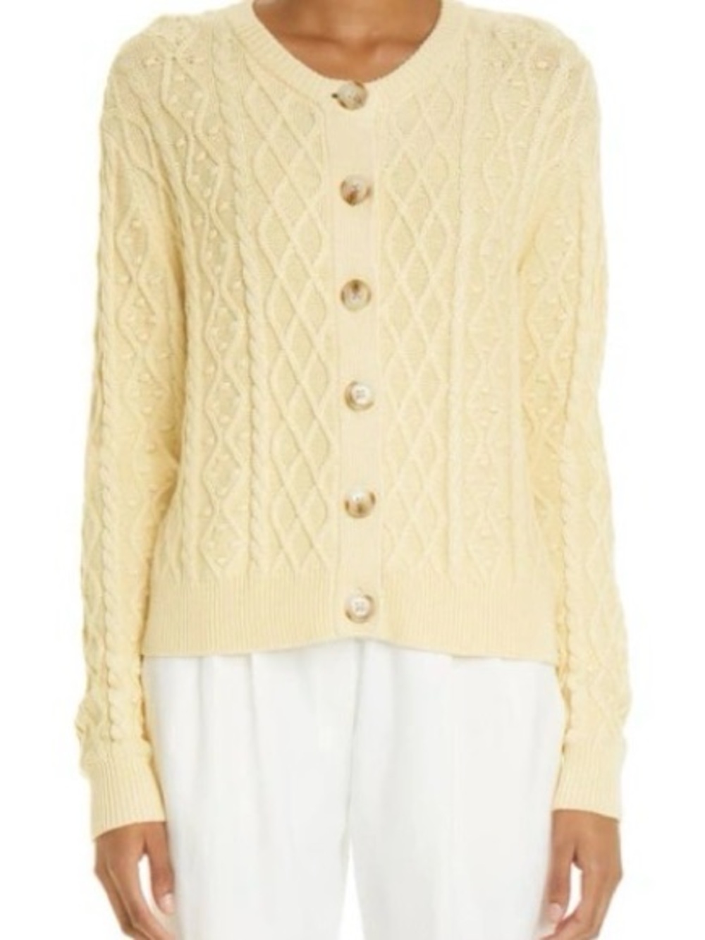 Loulou Studio Vilm Cable Knit Stretch Silk & Linen‎ Cardigan